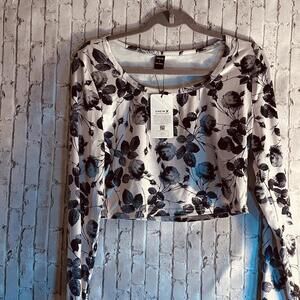 Shein X Floral Print Cottage  Long Sleeve Crop Top